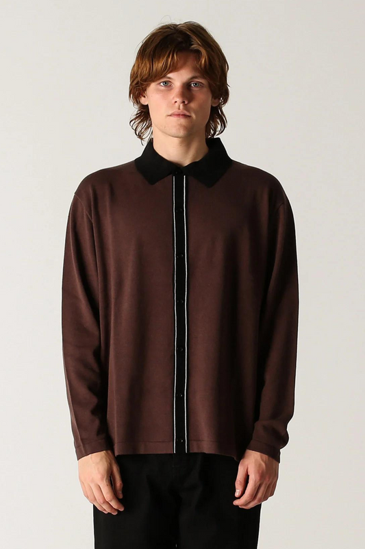 UNIFORM LS KNIT POLO (Chocolate)