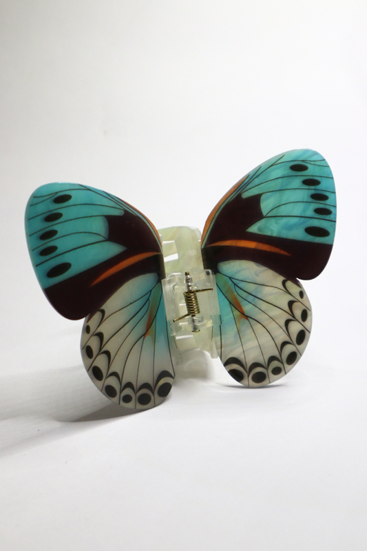 BUTTERFLY HAIR CLAW (Aqua/Whi)