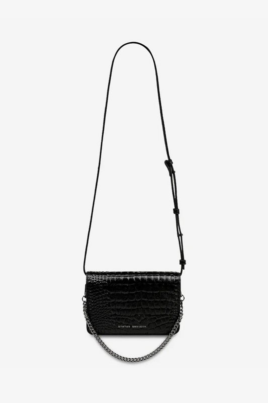 SHE BURNS BAG (Black Croc)