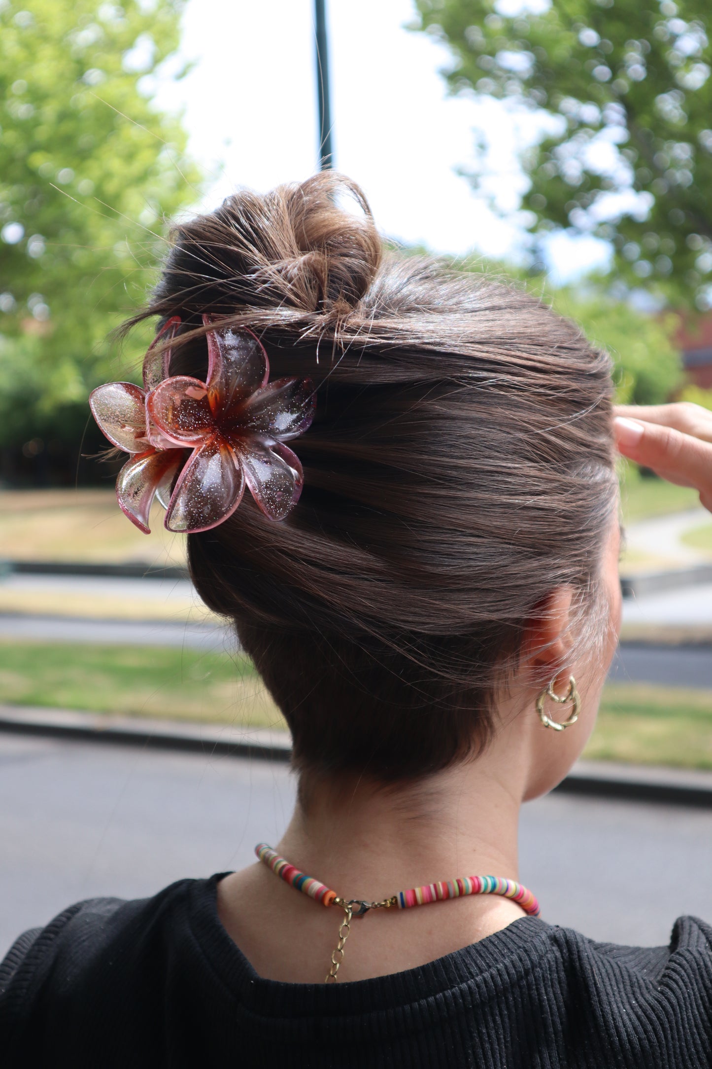 FLOWER HAIR CLAW (Pink/Org)