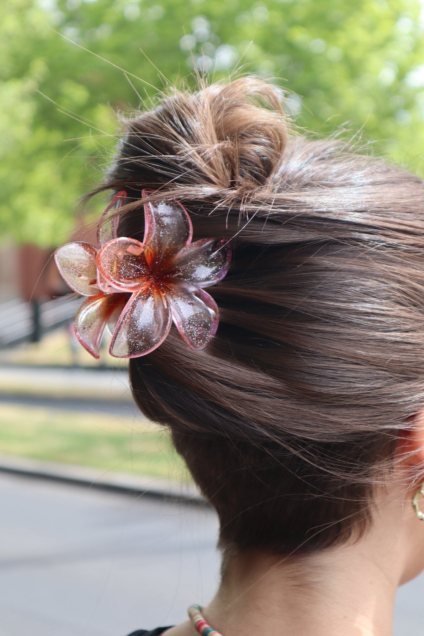 FLOWER HAIR CLAW (Pink/Org)