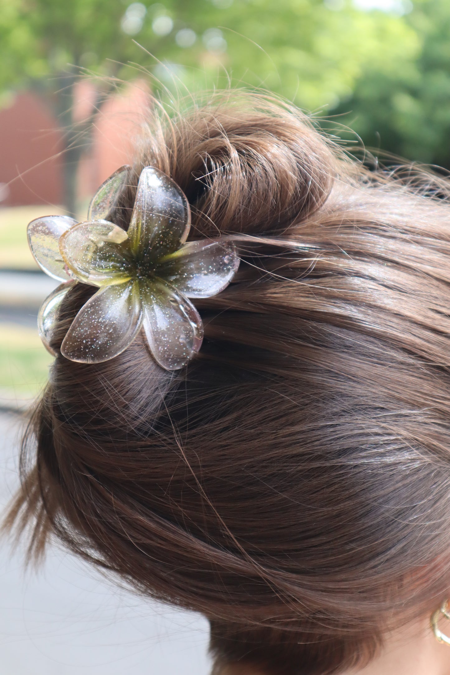 FLOWER HAIR CLAW (Clear/Green)