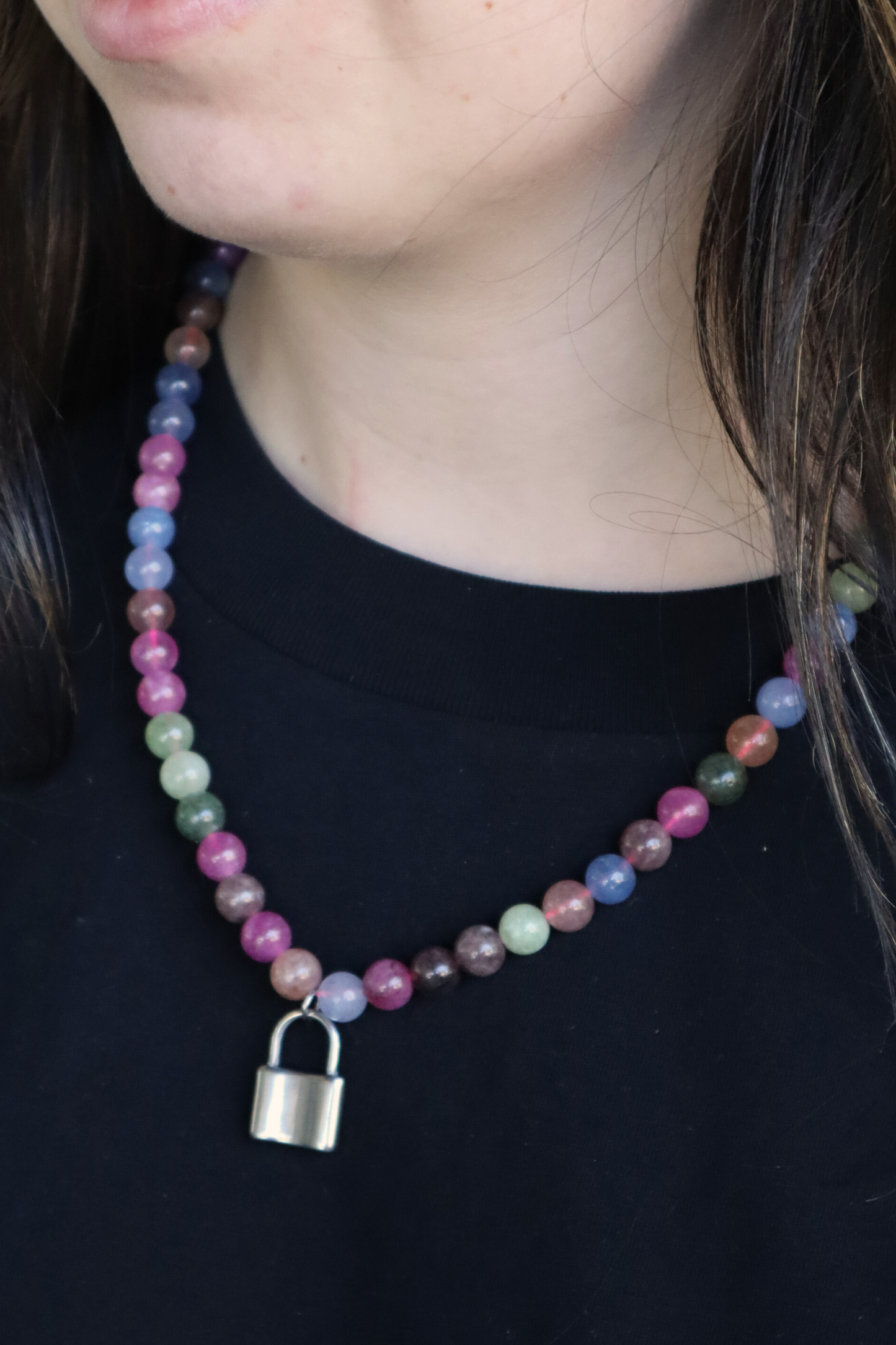 LOCK BEADED NECKLACE (Multi)