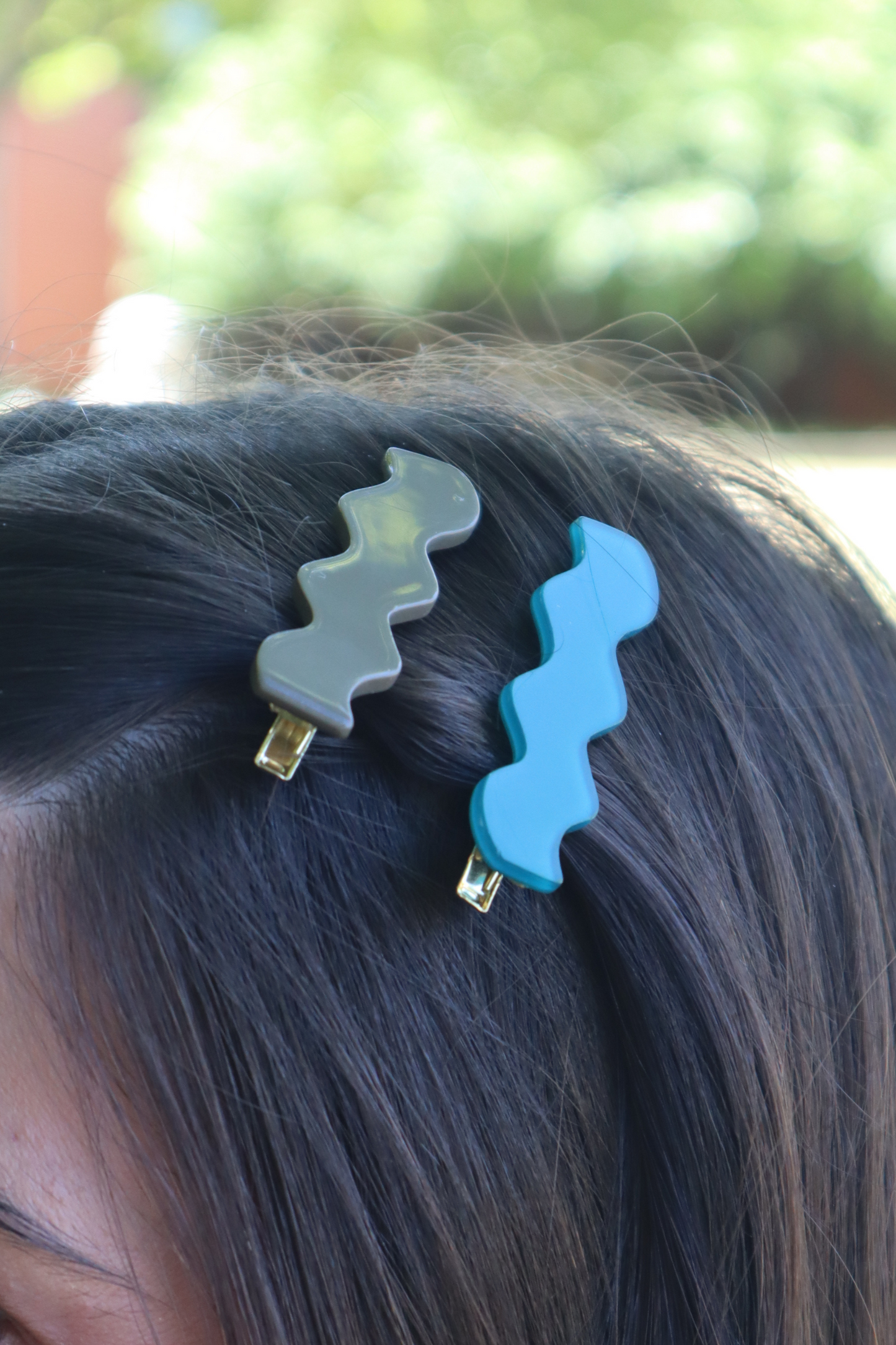 SWIRL HAIR 2pk CLIPS (Moss/Teal)