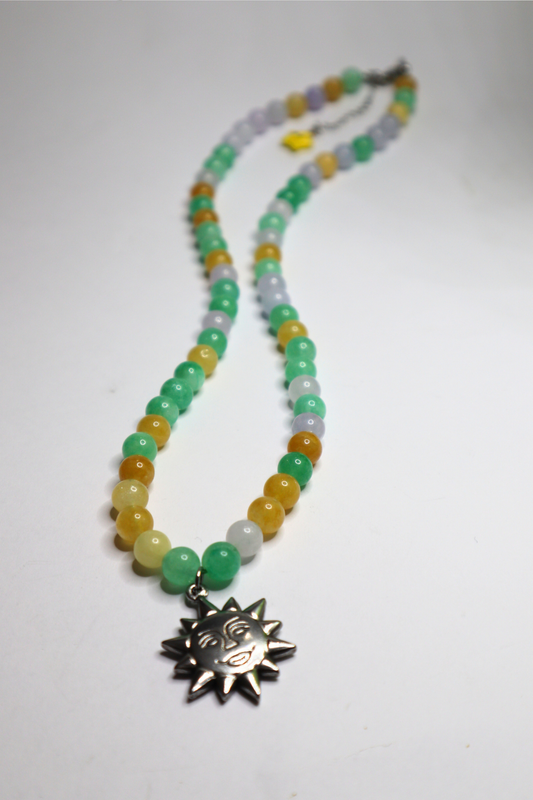 SUN BEADED NECKLACE (Lemon Lime)