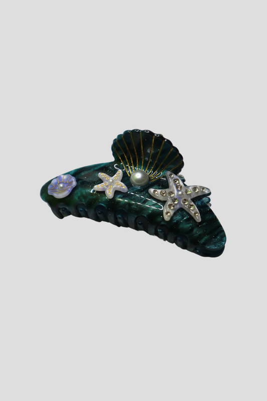 SEA SHELL HAIR CLAW (Ocean Green)