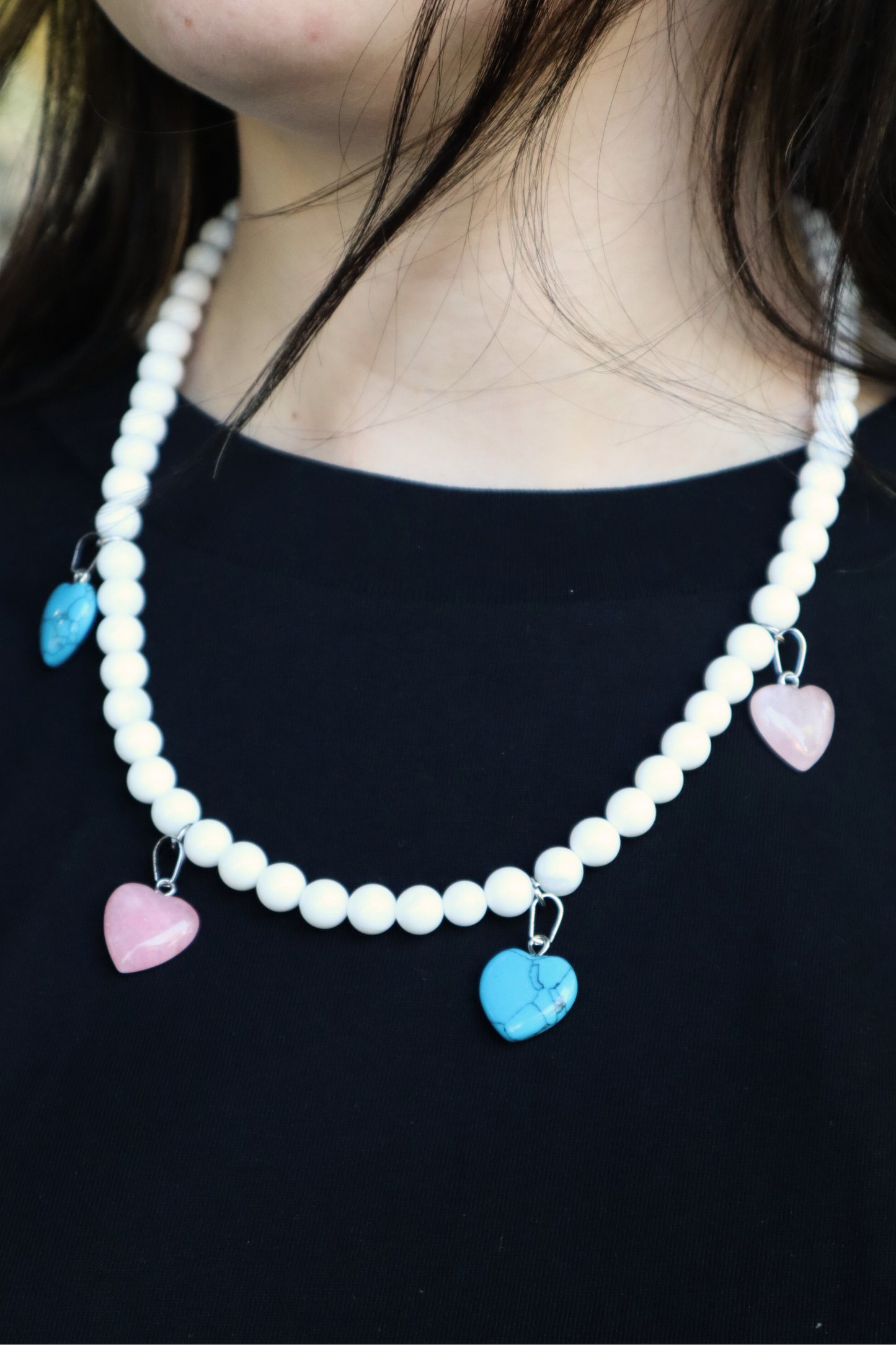 MANY HEARTS NECKLACE (Sky/Pink)