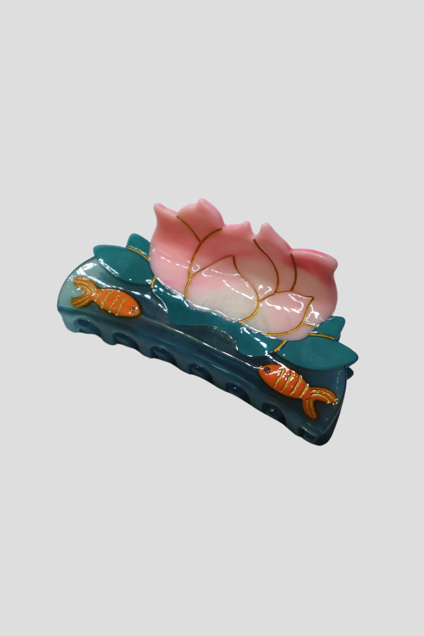 LOTUS FISH HAIR CLAW (Pink/Teal)