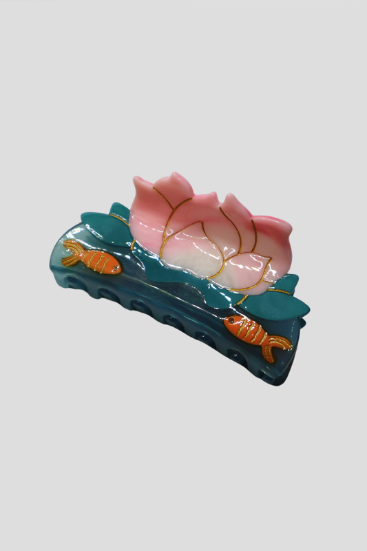 LOTUS FISH HAIR CLAW (Pink/Teal)