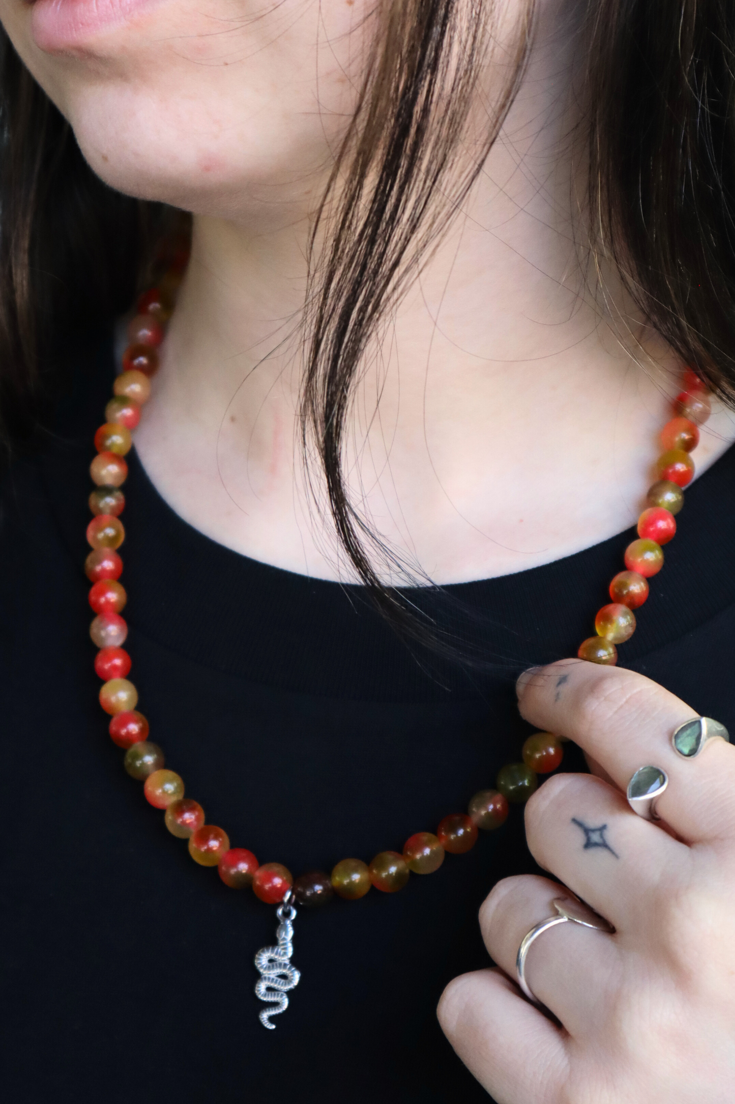 SNAKE BEADED NECKLACE (Sunrise)